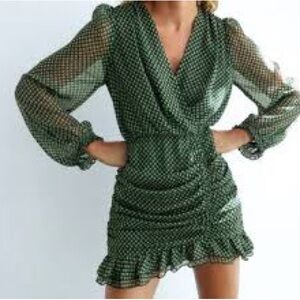 Zara Emerald Green Polka Dot Mini Dress